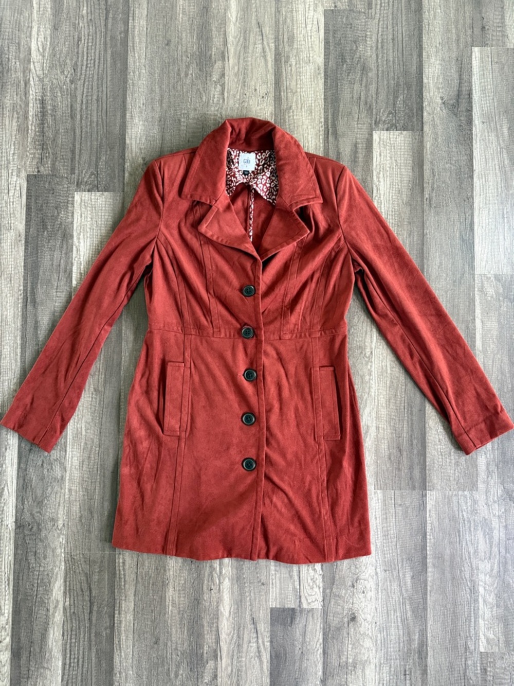 Cabi Jacket Rust Penny Lane Faux Suede Coat Size Small Button Down Jacket